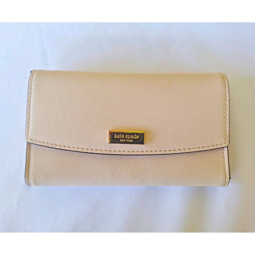 Kate Spade New York Women Pink Saffiano Leather Logo Wallet w/ Card Slots